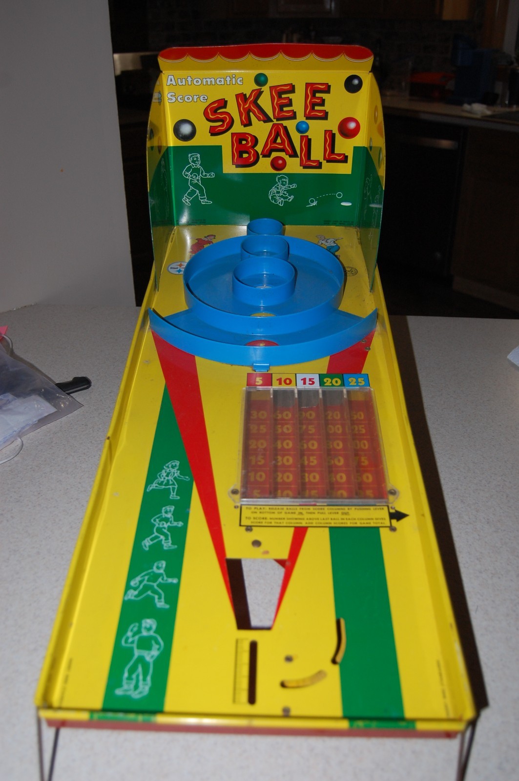 Vintage Marx Toy Skee Ball Automatic Score Tin Litho Tabletop Arcade Game Metal
