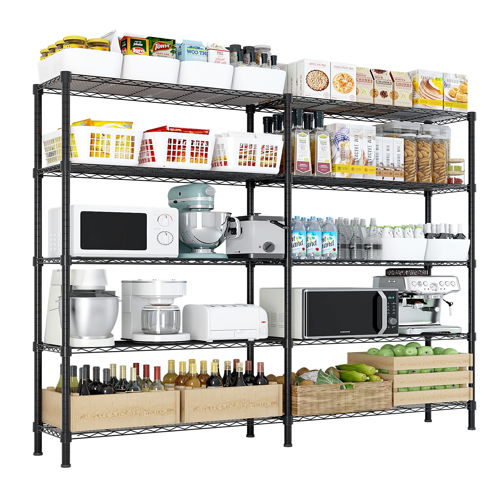 5-Tier Heavy Duty Metal Shelves Wire Storage Shelf 1500Lbs Capacity for Garage