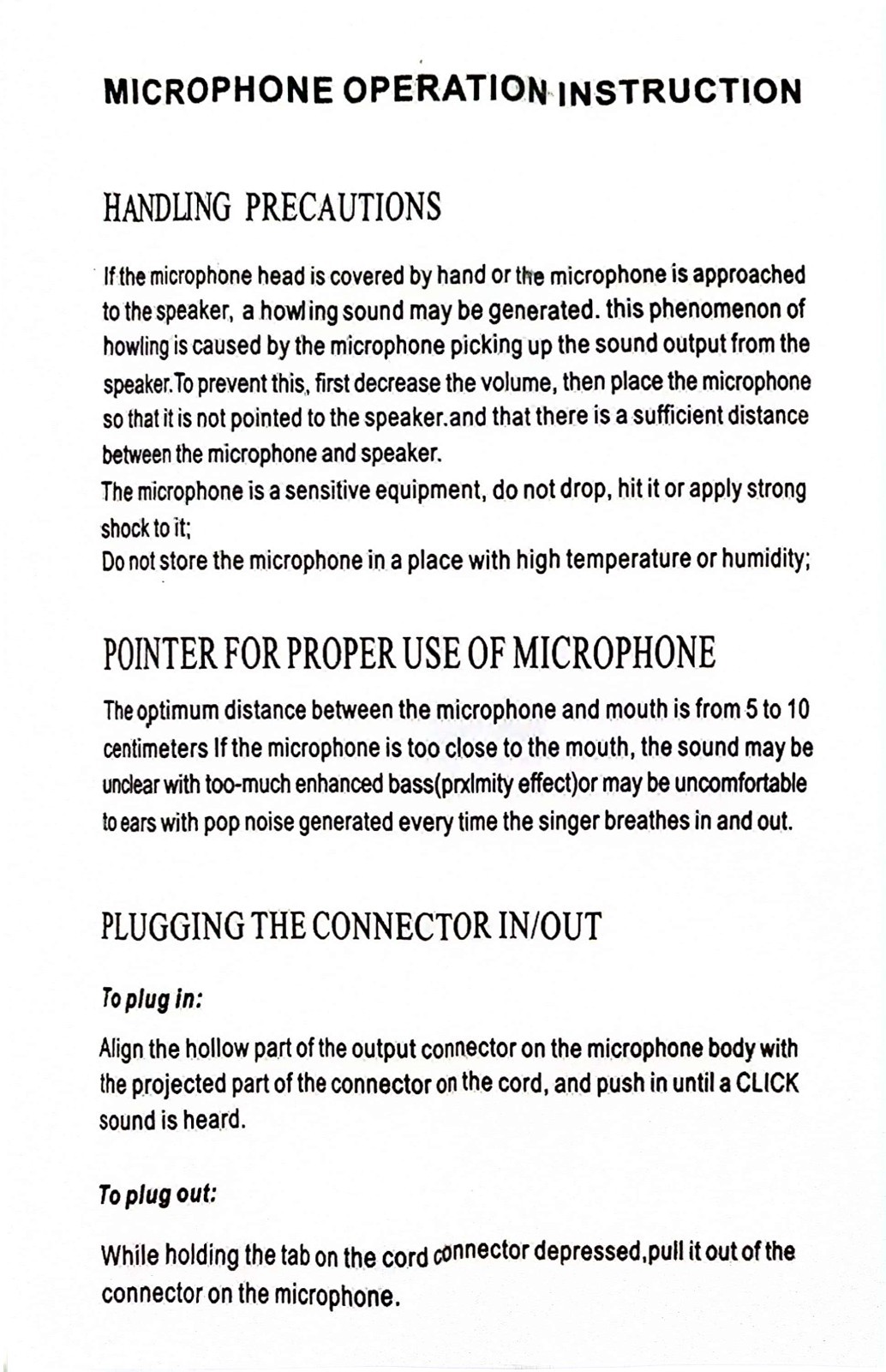 Blackmore BMP-4 Wired Unidirectional Dynamic Microphone Black ( New Open Box )