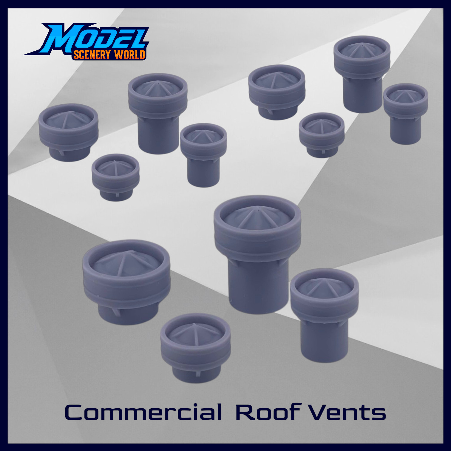 HO Scale 1:87 Commercial Roof Vent Set (12pc) | Model Scenery World