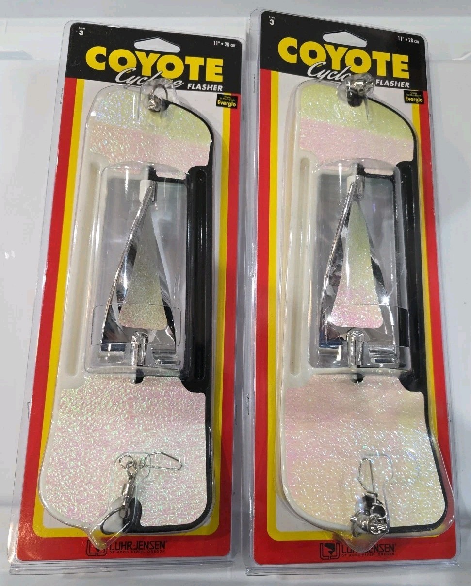 Lot of 2- Luhr-Jensen Coyote Cyclone Flasher 11" Bass Salmon, Trout Fishing Glow