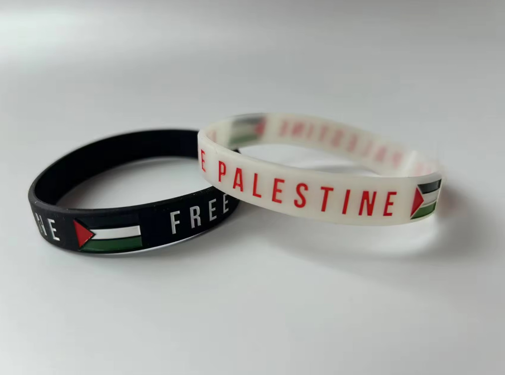 2 Free Palestine Bracelets for Women & Men - Waterproof Rubber Support Palestine