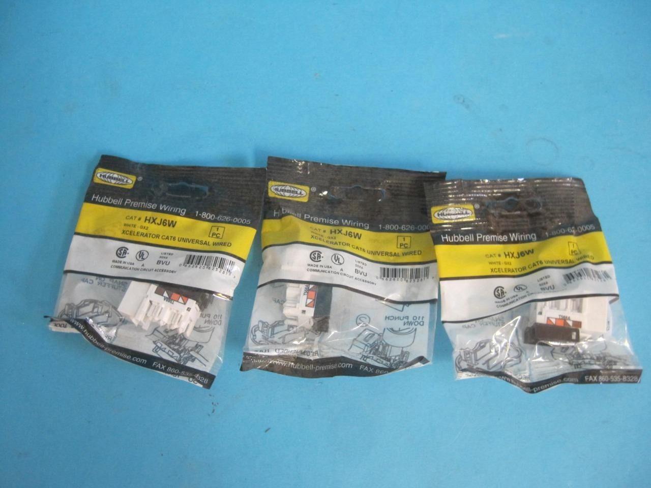 NEW LOT OF 3 HUBBELL HXJ6W WHITE-GX2 XCELERATOR CAT6 JACK UNIVERSAL WIRED T5668A