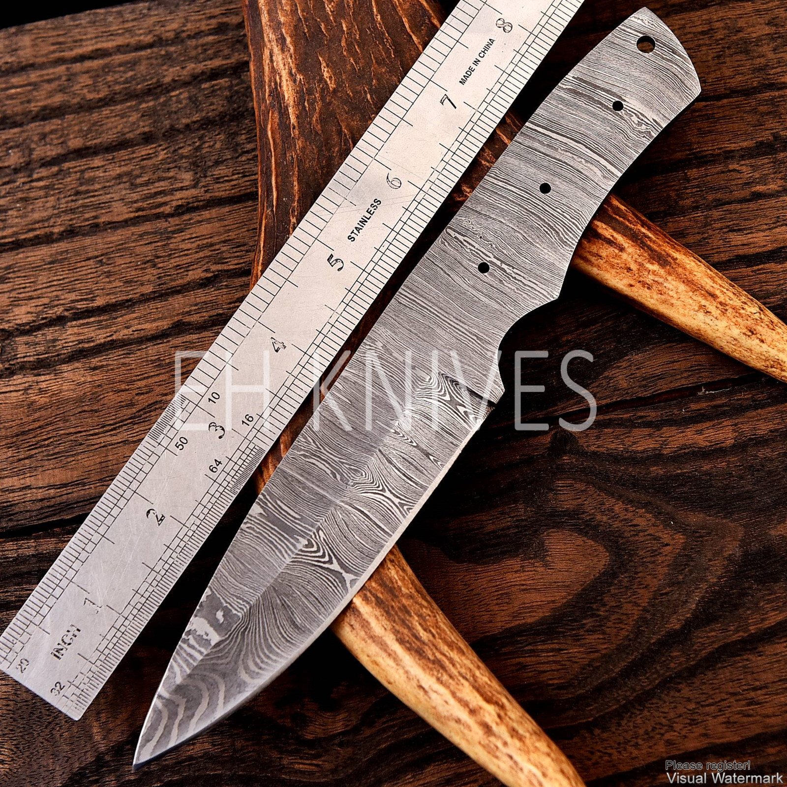 Handmade Damascus Steel Hunting Knifemaking Suply Skinner Blank Blade Knife 105
