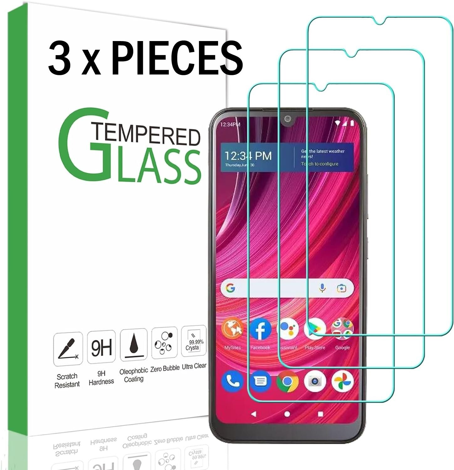 3 x Pieces Tempered Glass Screen Protector Film Guard for  BLU View 4 (B135DL)