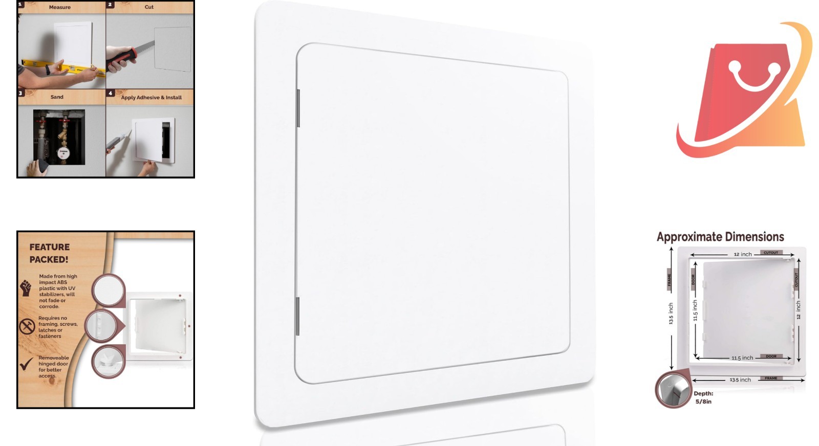 Access Panel 12x12 Inch Drywall & Ceiling Cover Durable Plastic with Door