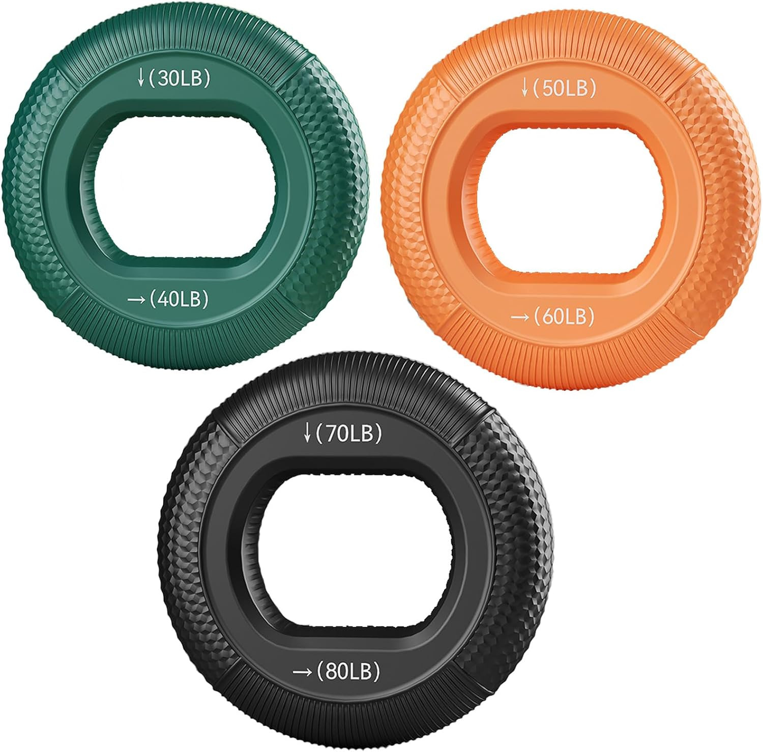 Hand Strengthener Grip 3 in 1 Rubber Circle Finger Wrist Exercise Squeezer 20 30