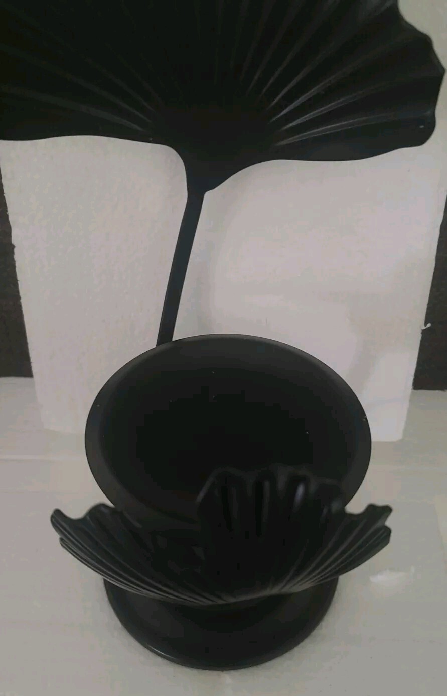 Martha Stewart Black Iron Lotus Flower Tabletop Pillar Candleholders Set of 2