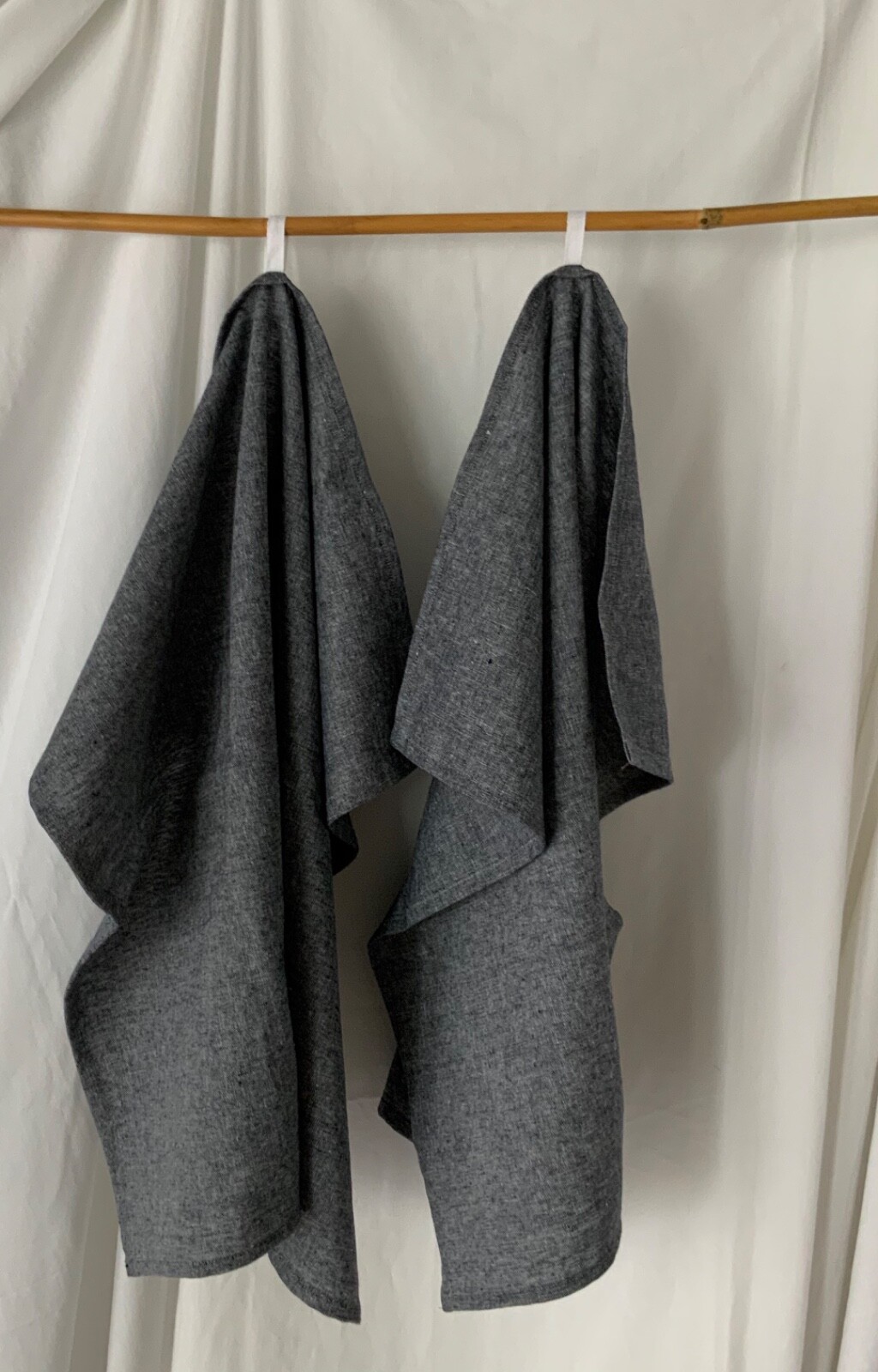 NEW Handmade LINEN Blend KITCHEN TOWELS SET of 2 HANDMADE 23" X 21" RUSTIC BLUE