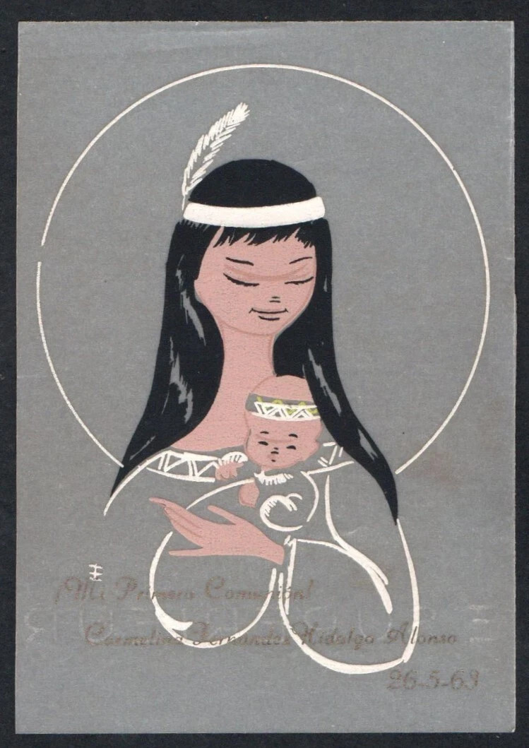 Holy card antique de la Virgin santino image pieuses estampa