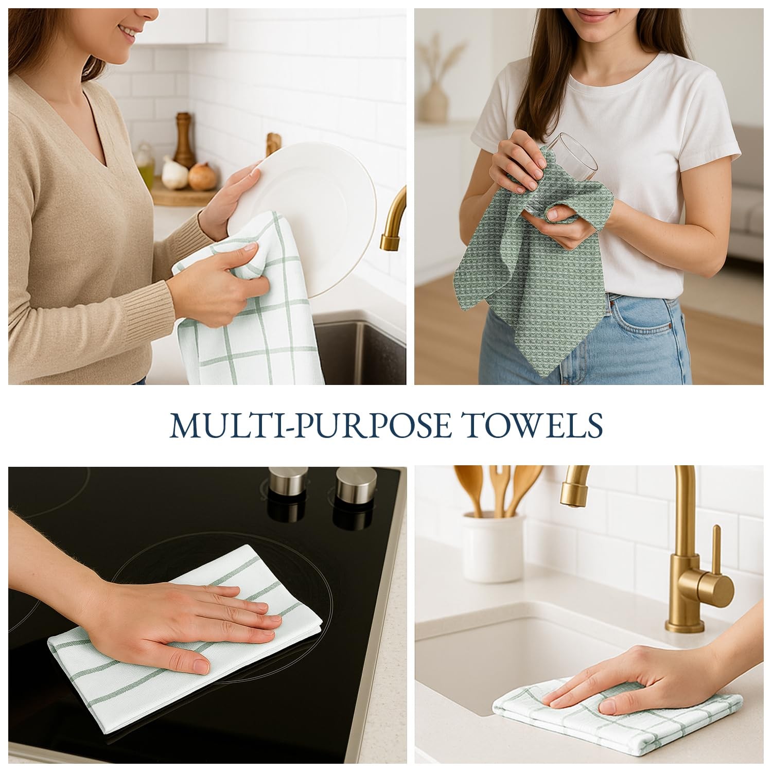 Cotton Kitchen Towels Set, 6Pack – Absorbent, QuickDrying Dish Towels, 18" x ...