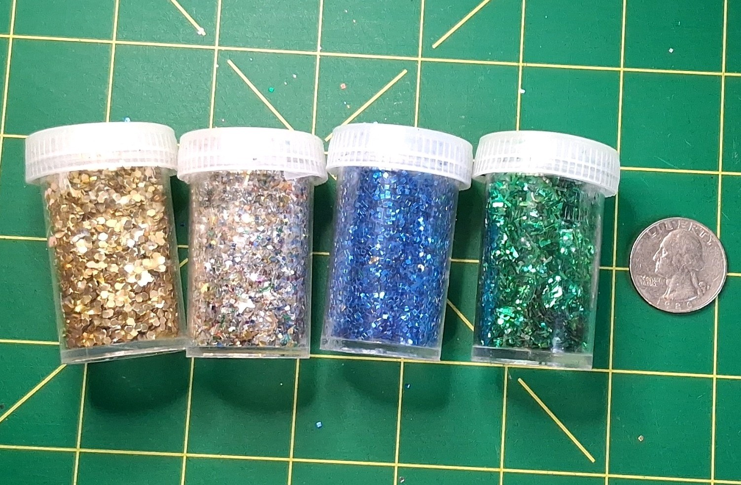 Glitter Set Gold Silver Blue Green Craft Glitter 4 Containers Multicolor