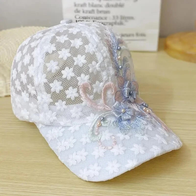 Embroidery Flowers Designer Baseball Cap Mesh Caps Women's Fashion Hat*