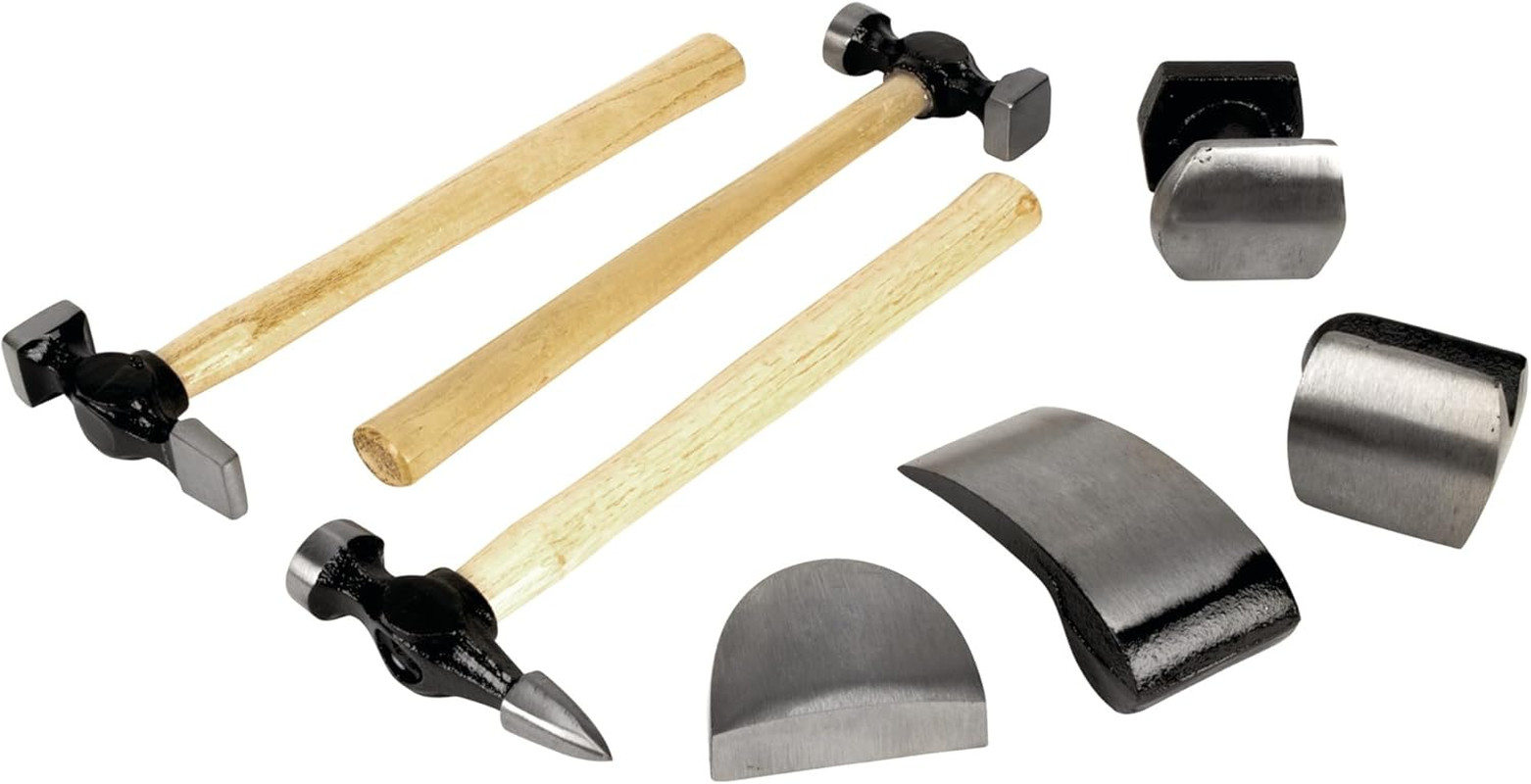 W1007DB 7-Piece Auto Body Repair Kit with Carbon Steel Hammer Heads and Dollies
