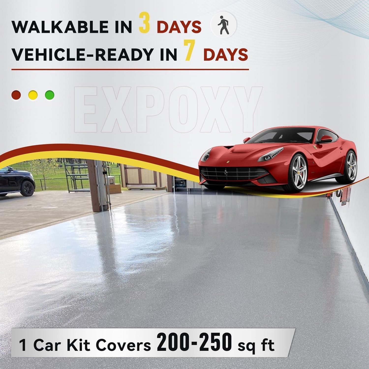 Garage Floor Epoxy Kit, Garage Floor Paint with Tools, Epoxy Coating for Conc...