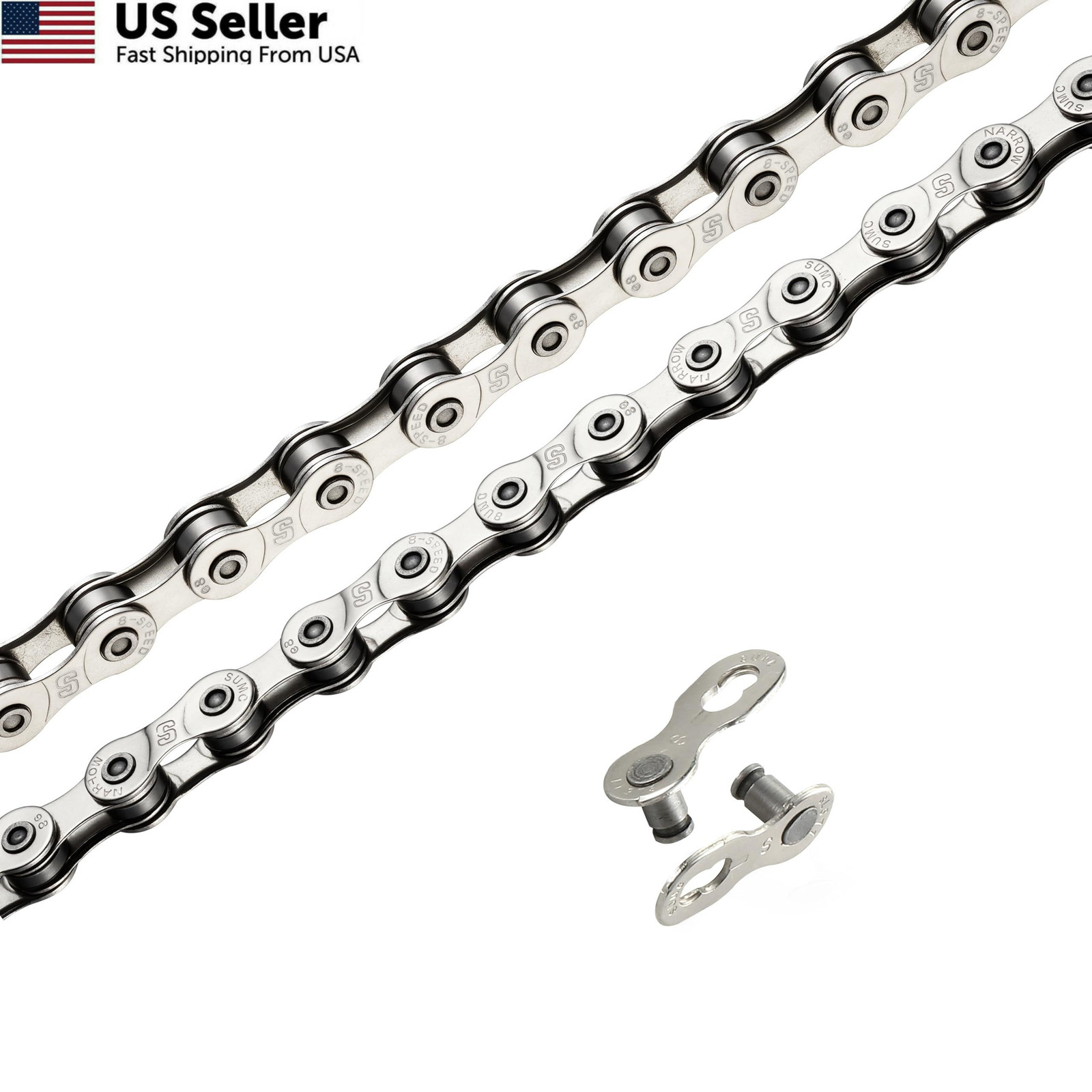 Heavy Duty Ebike Chain 6/7/8 Speed 136 Links, High Speed, Dark Silver