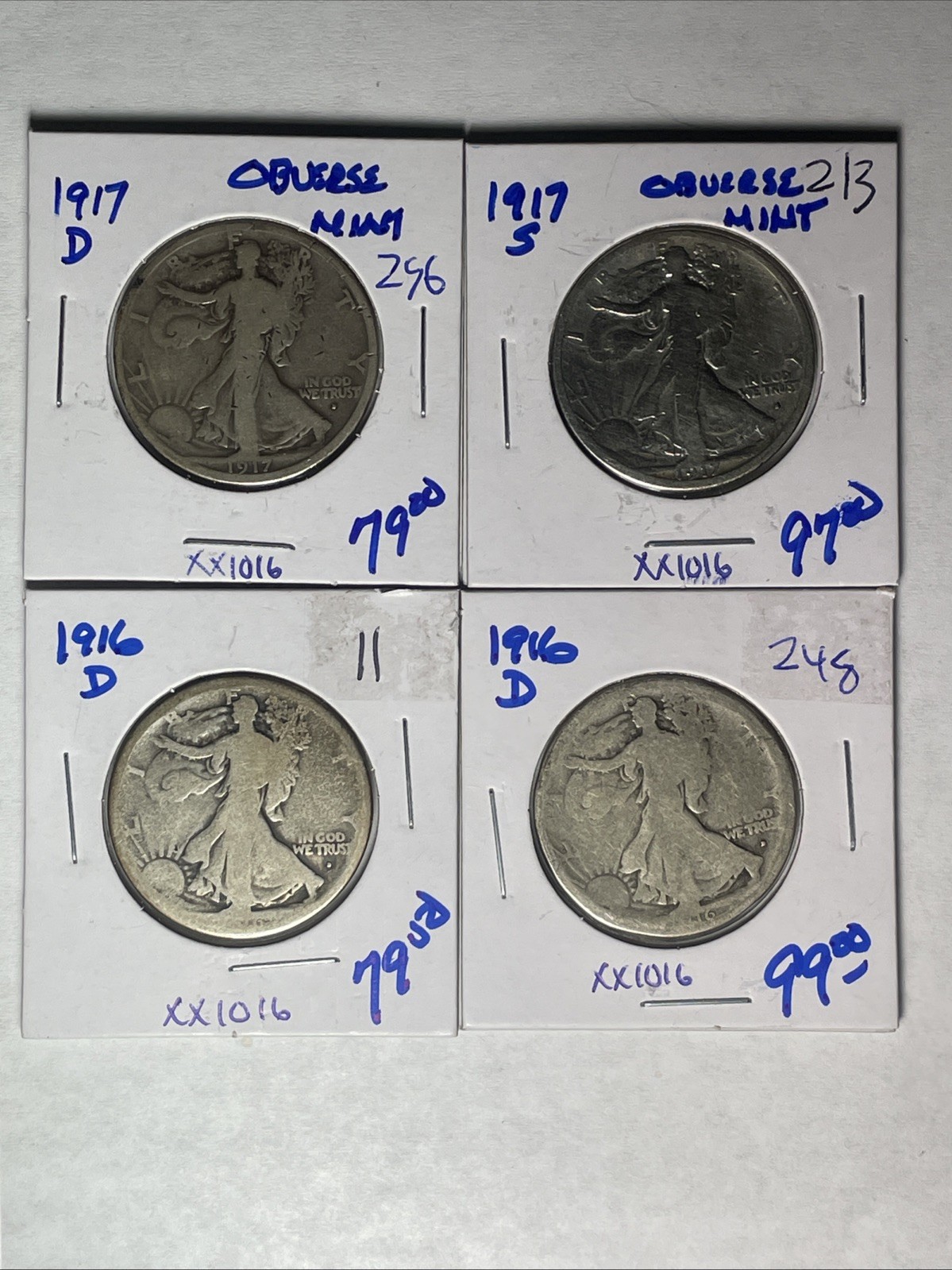 KEY RARER DATES 1916 D 16D 17D 17S WALKING LIBERTIES VARIOUS CONDITIONS XX1016