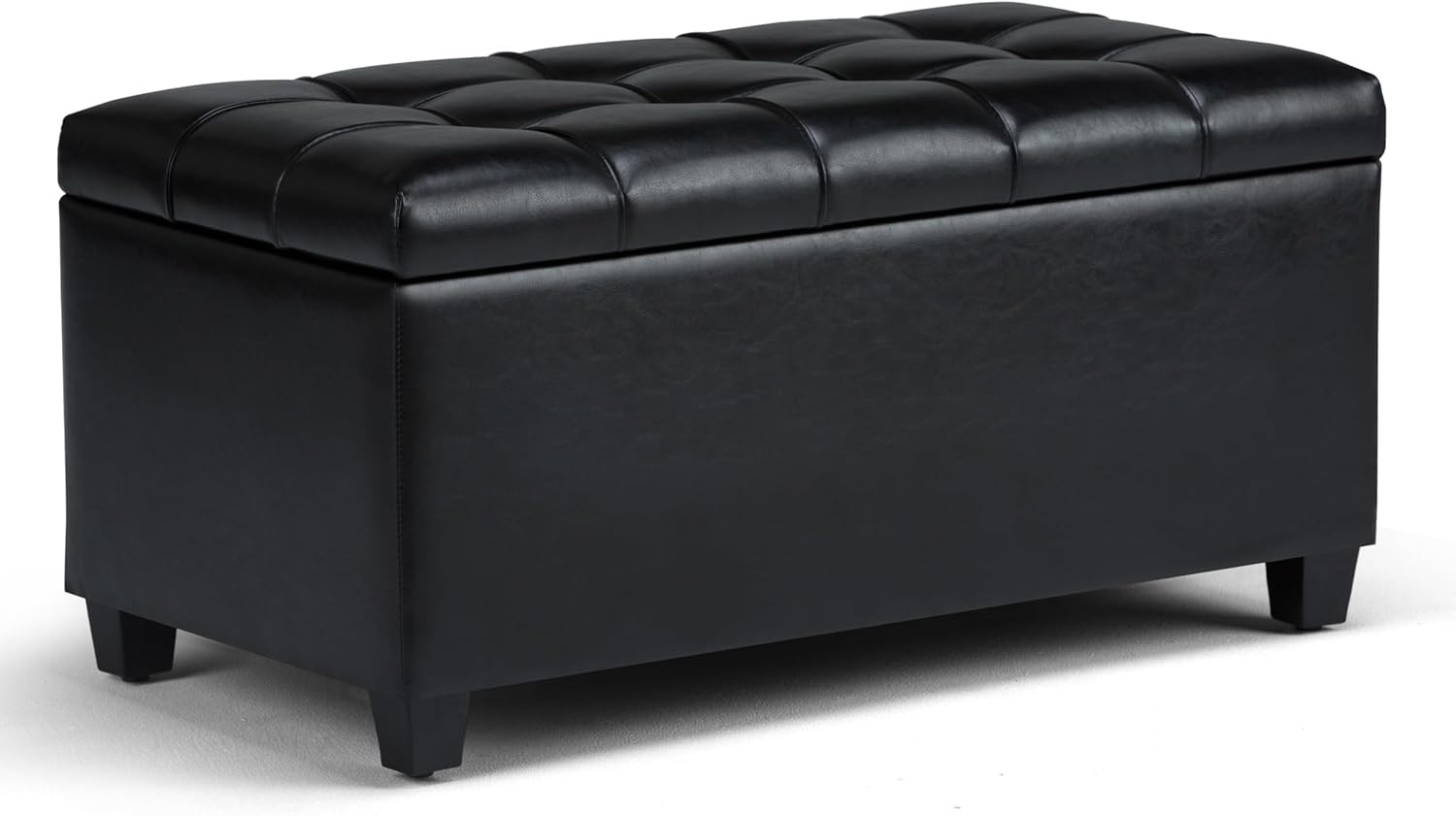 Sienna 33" Upholstered Vegan Leather Storage Ottoman Bench in Satin Cream