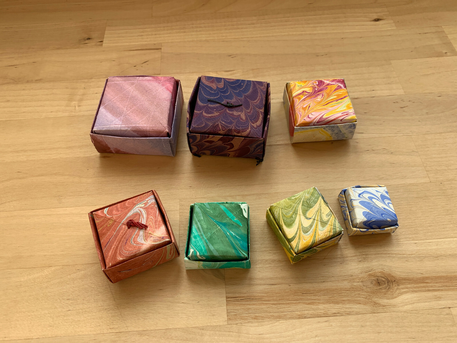 Handmade Paper Origami Boxes- Folded with Lids - 2.5" - 1.5"