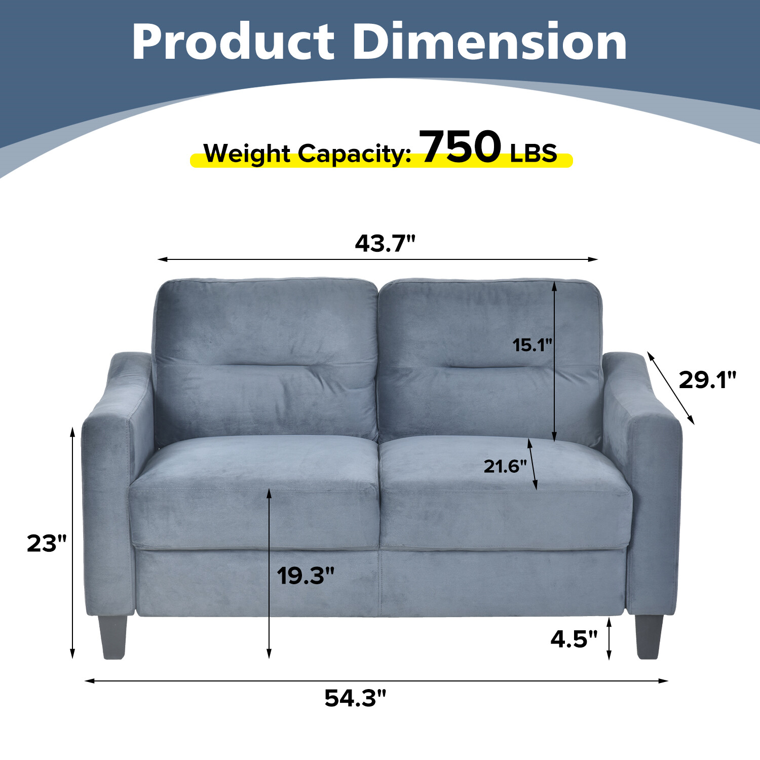 Loveseat Sofa 2-Seater Sofa Couch Upholstered Sofa Couch Living Room Sofa