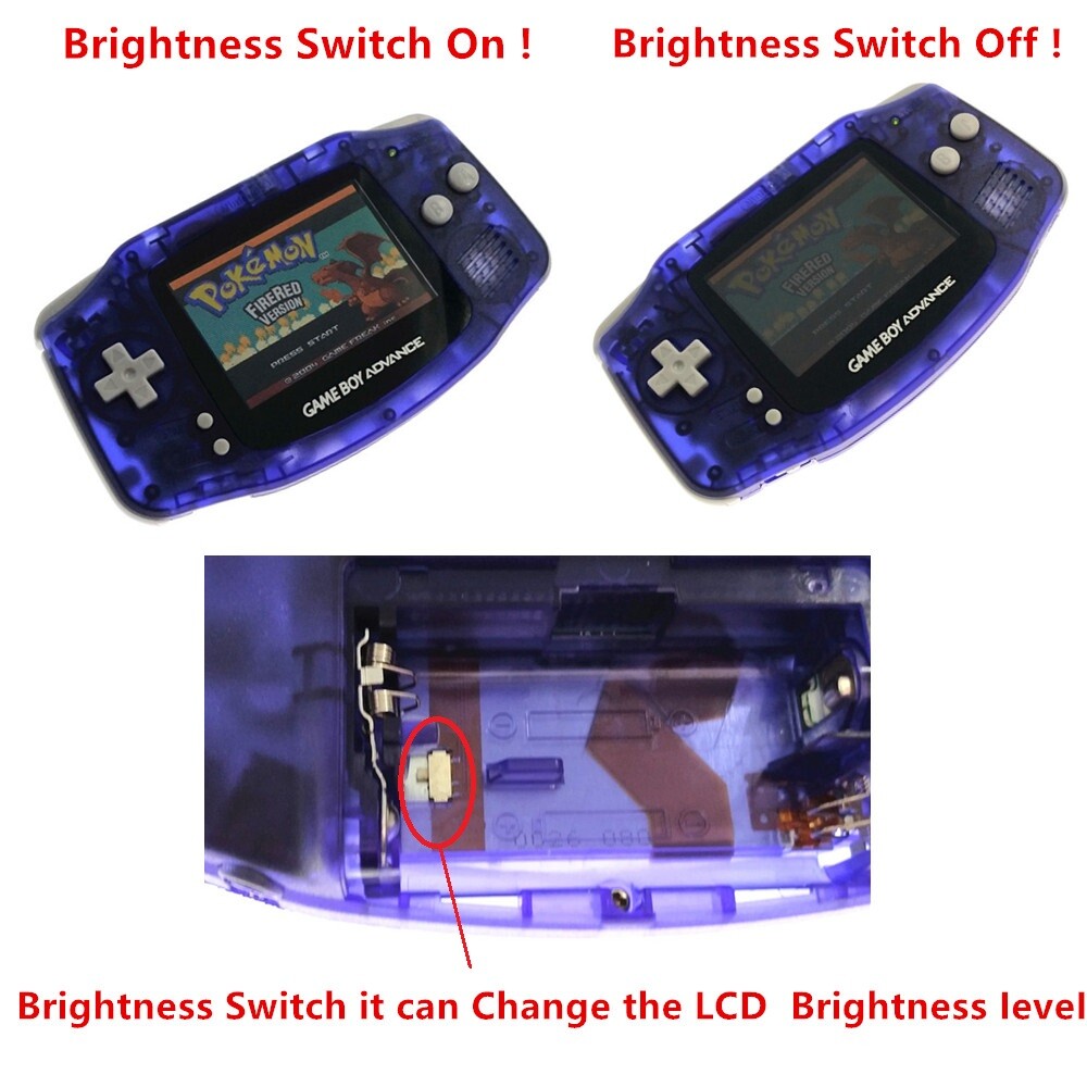 Clear Blue Pokemen AGS-101 Backlight Backlit Screen Game Boy Advance GBA Console