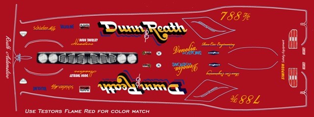 Dunn & Reath Barracuda Drag NHRA 1/24th - 1/25th Scale Decals