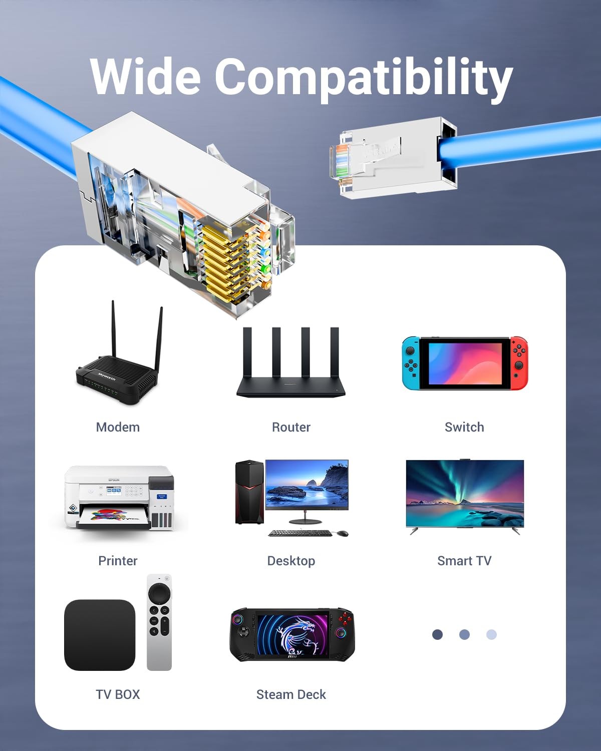 VCE 25-Pack Cat6 Shielded RJ45 Pass Through Connectors with 25+25Pack