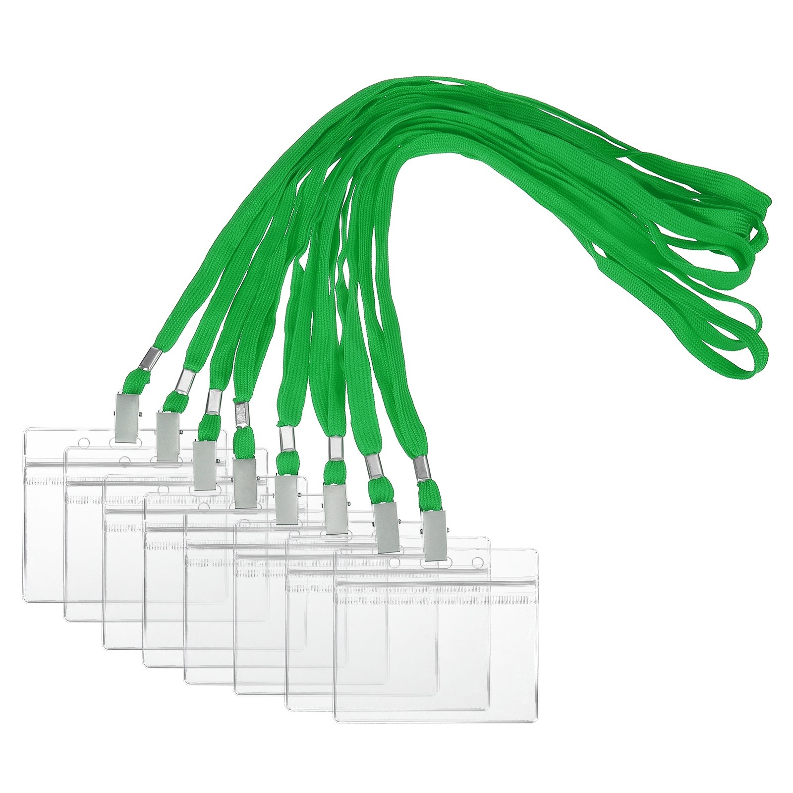 30 Set Name Tag Holders with Lanyard for Office, Green(4x2 Inch)