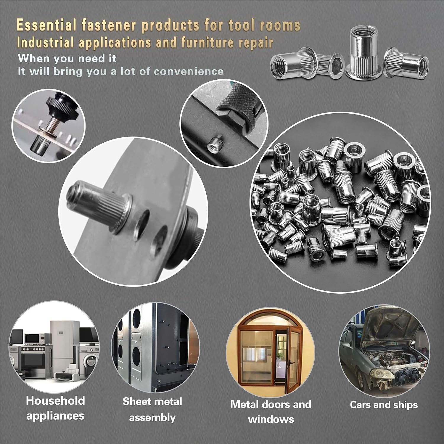 SAE Pressure Rivet Nut Tool Kit 530pcs, inch Rivet Nut Combination