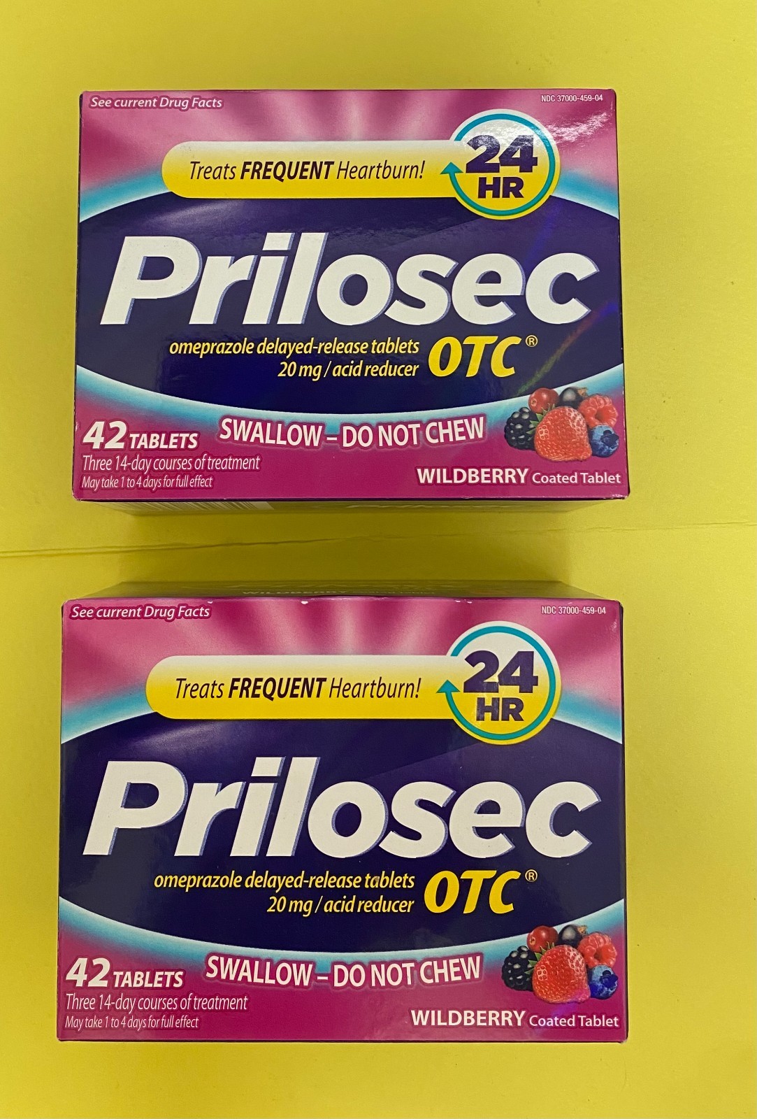 2 Pack Prilosec OTC Wildberry Acid Reducer 42 Tablets Each 84 Total Exp 08/2026
