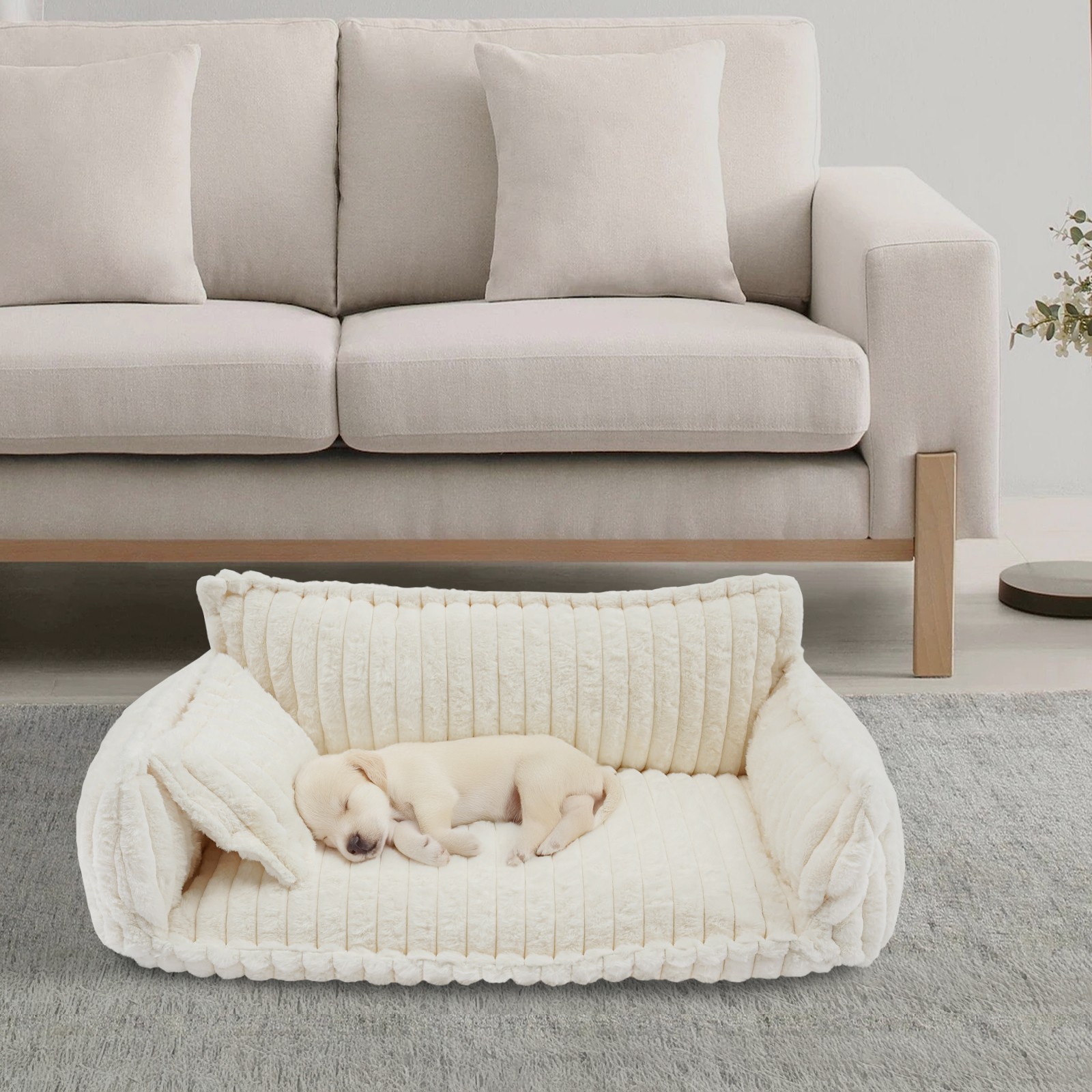 Pet Couch with Removable Washable Cover, Pet Couch Bed for Dog and Cat, Calming