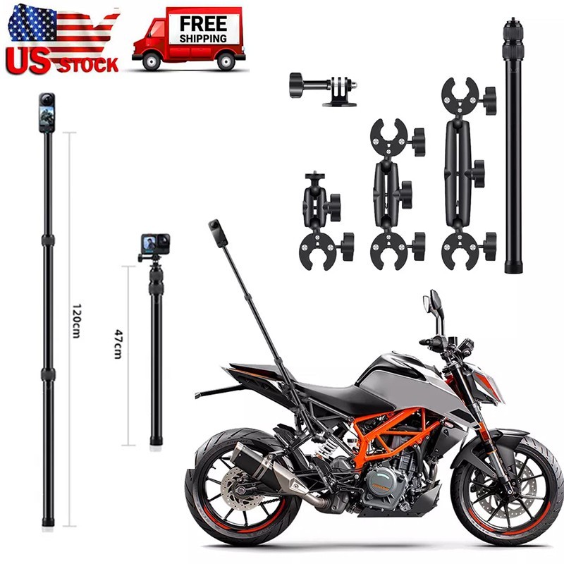 Motorcycle Camera Mount Selfie Stick  for Insta360 X2/X3/X4/x5& DJI Action 3/4/5