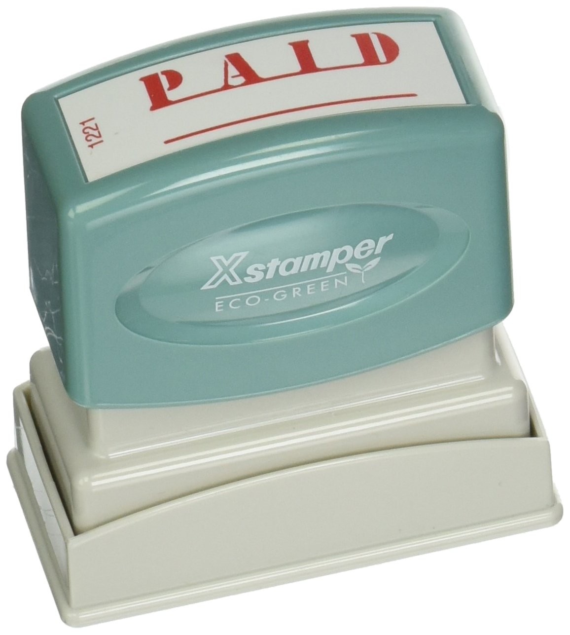 Xstamper(R) One-Color Title Stamp, Pre-Inked, "Paid", Eco 1/2" x 1-5/8"