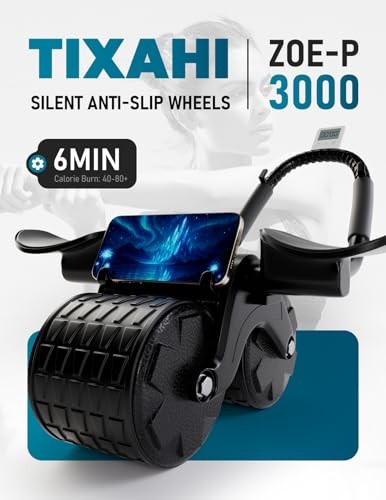 2026 Upgraded Automatic Rebound Ab Roller with Elbow Support, Dual Wide Black