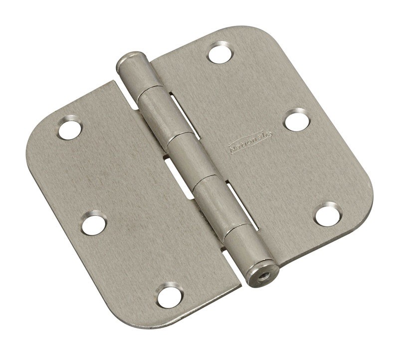National Hardware N830-328 Satin Nickel 5/8 in. Round Corner Door Hinge 3.5 in.