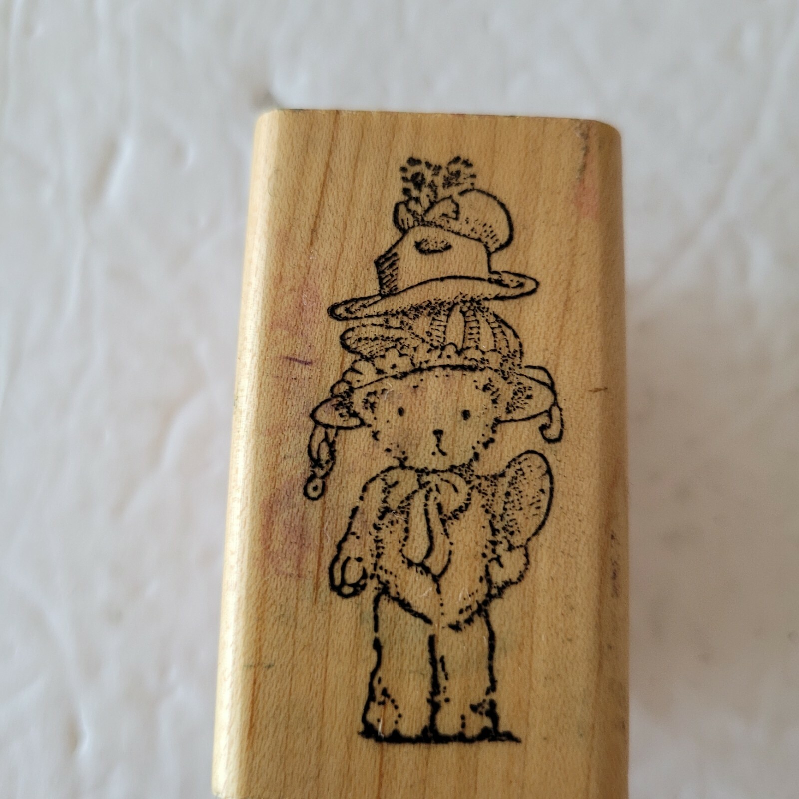 Bear Playing Dress Up Hats Mounted Rubber Stamp Fearless Design