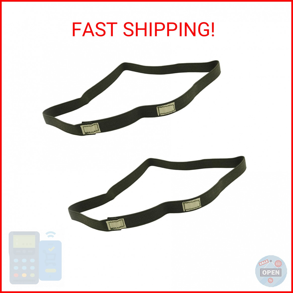 Ruiwaer 2PCS Green Tactical Helmet Strap Reflective Camo Strap Helmets Band Refl
