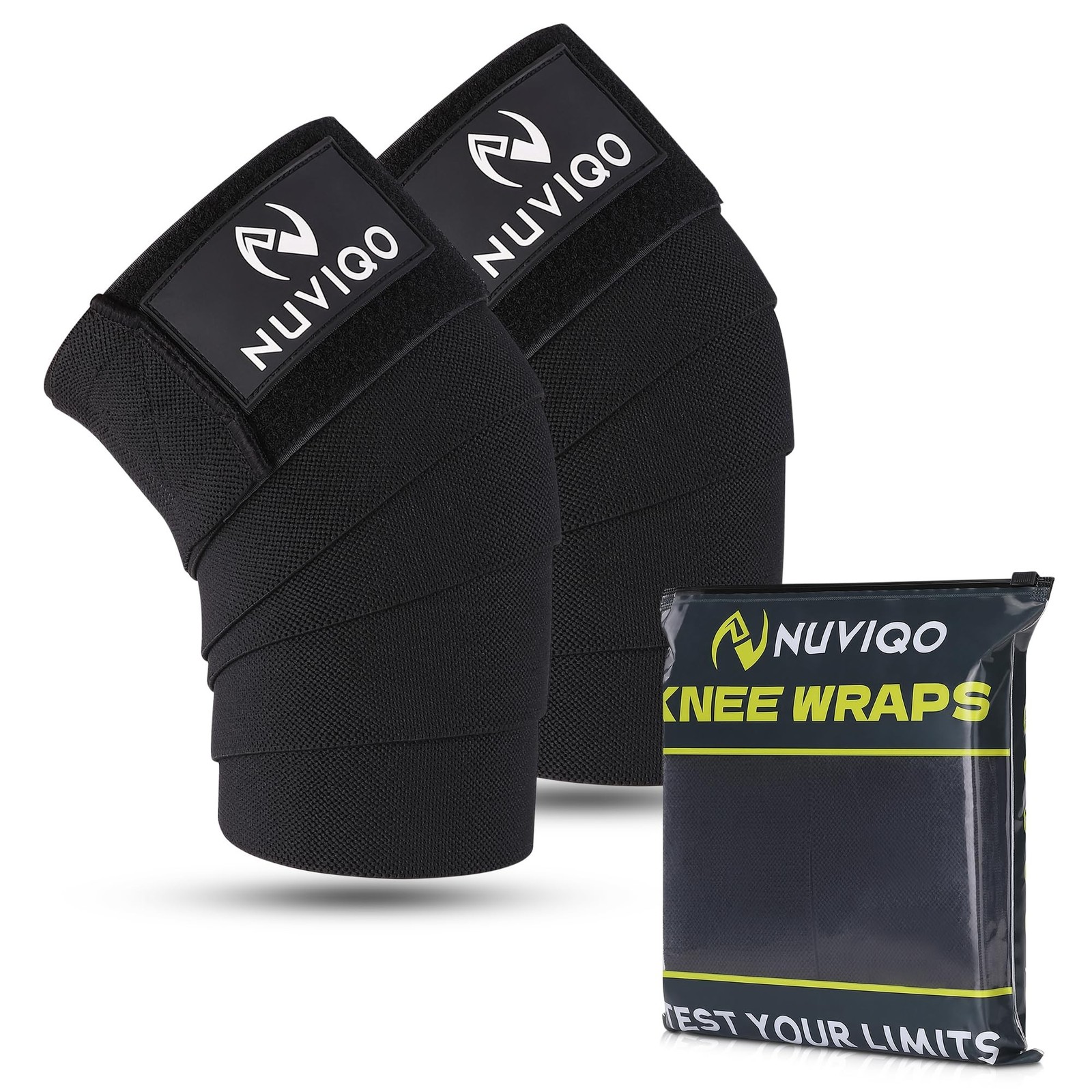 Knee Wraps (Pair) for Weightlifting – 78 Inch Maximum Compression Black 2