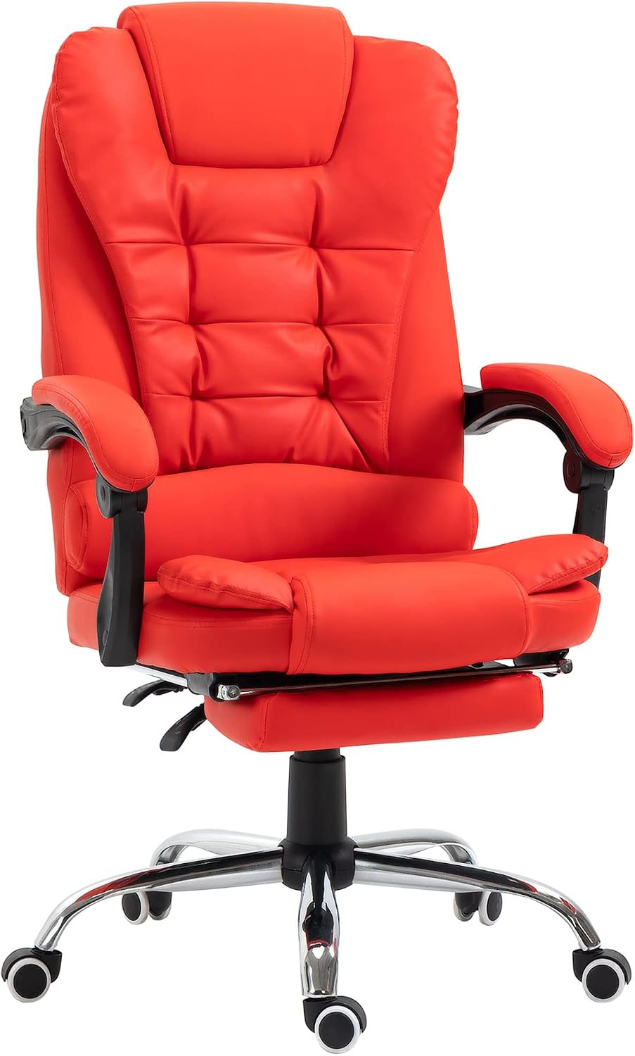 High Back Ergonomic Executive Office Chair, Computer Chair, Red | PU Leather, Re