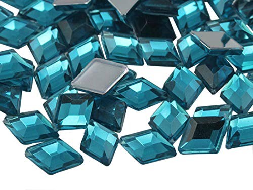 10x7mm Flat Back Diamond Acrylic Rhinestones Plastic Gems for Blue Aqua .QR