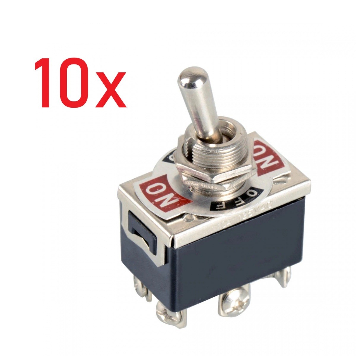 10x Stainless Steel Toggle Switch DPDT 6-Pin Screws ON/OFF/ON AC 120V/240V 20A