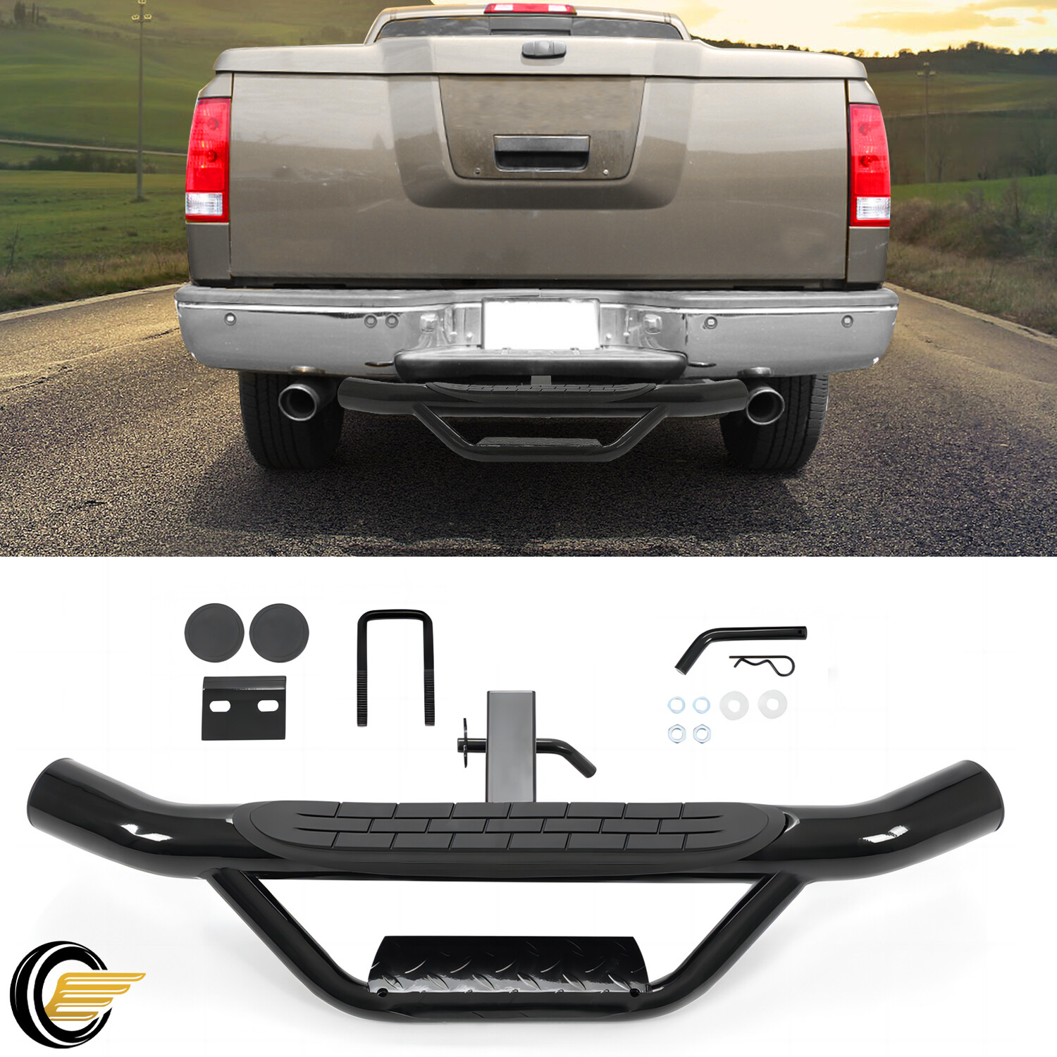 350lbs For 2" Receiver Rear Bumper Trailer Towing Hitch Step Bar Guard 37" X 4"