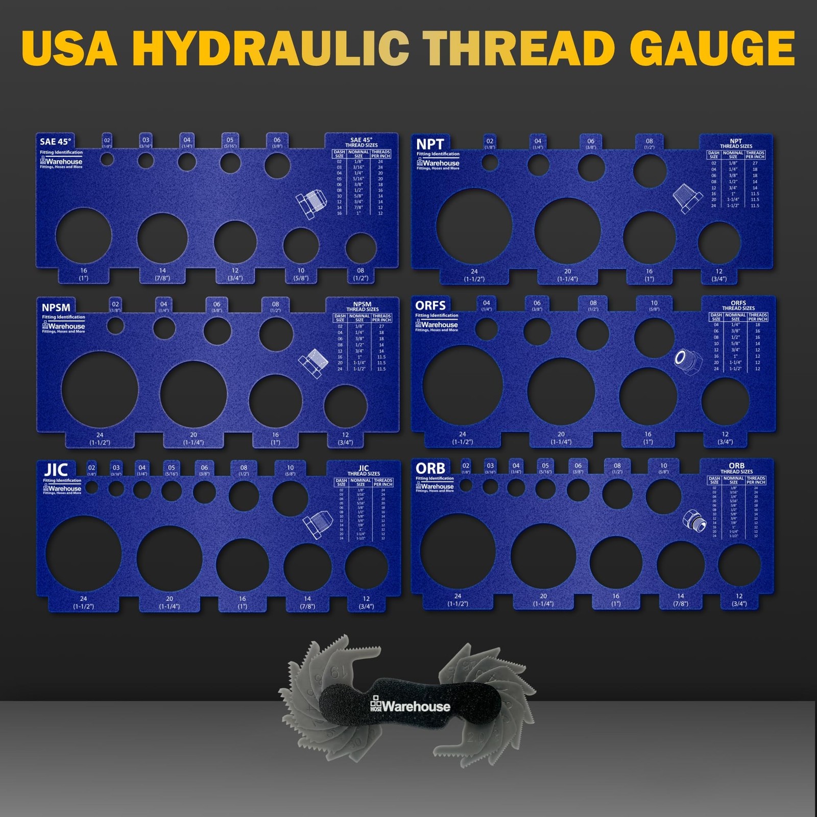 American Thread Identification Kit | Includes: Thread Pitch Gauge, Fitting Id...