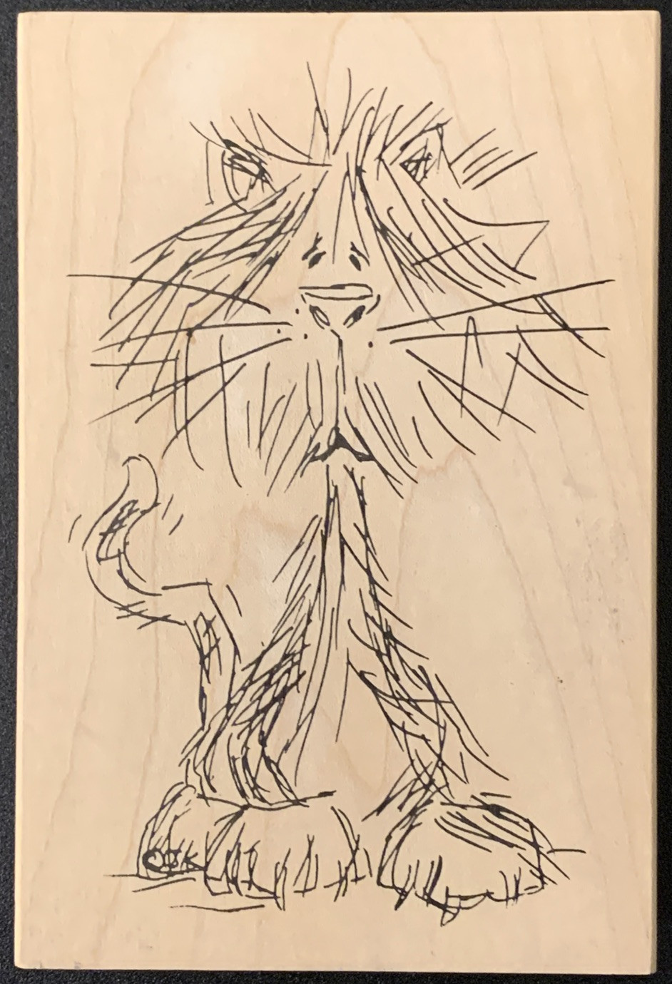 Judith Shaggy Hairy Kitty Cat XL 4” X 6” Rubber Stamp U-04