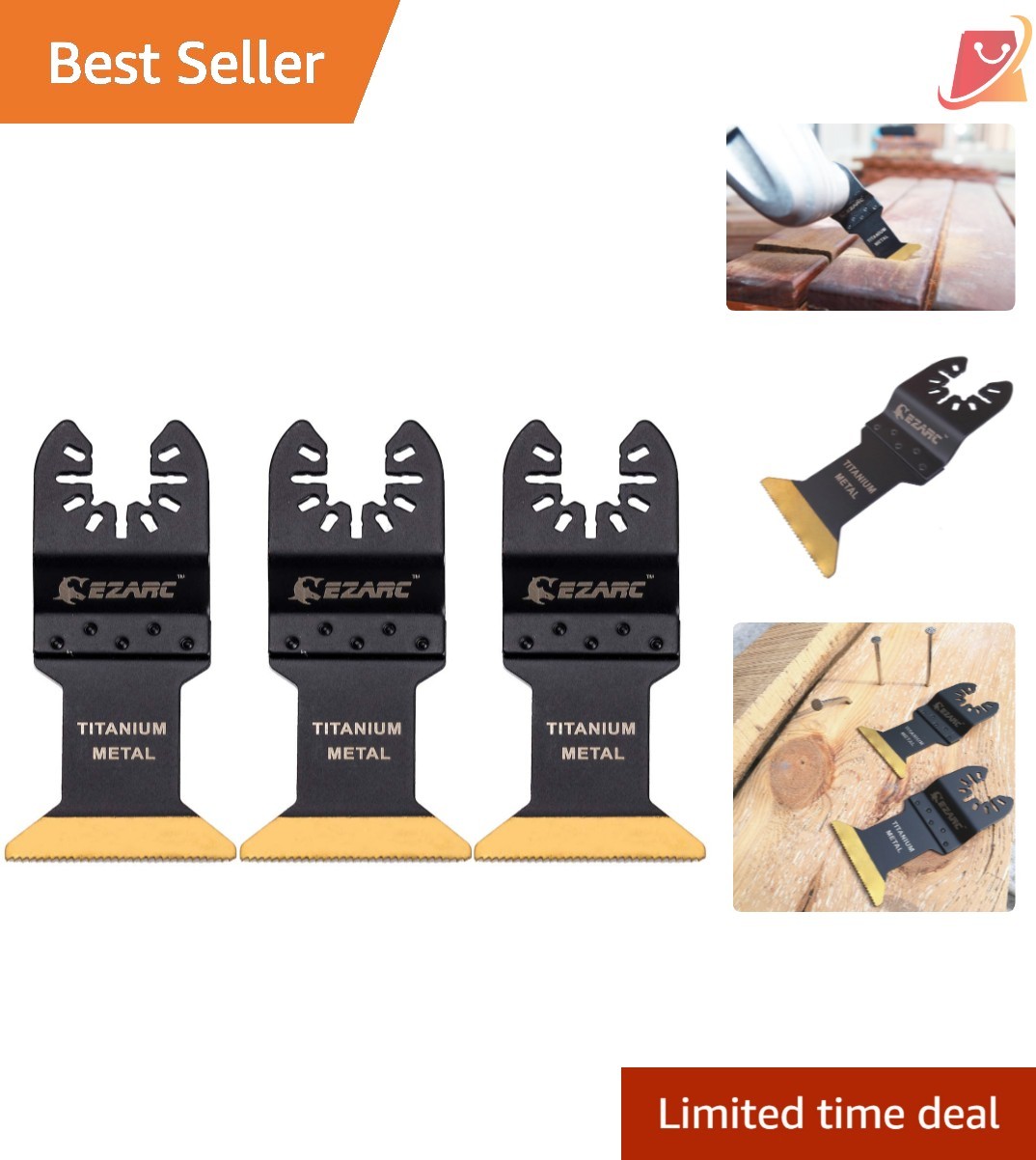 Titanium Oscillating Tool Blades 3 Pack for Metal Wood Nails Plastic Cutting
