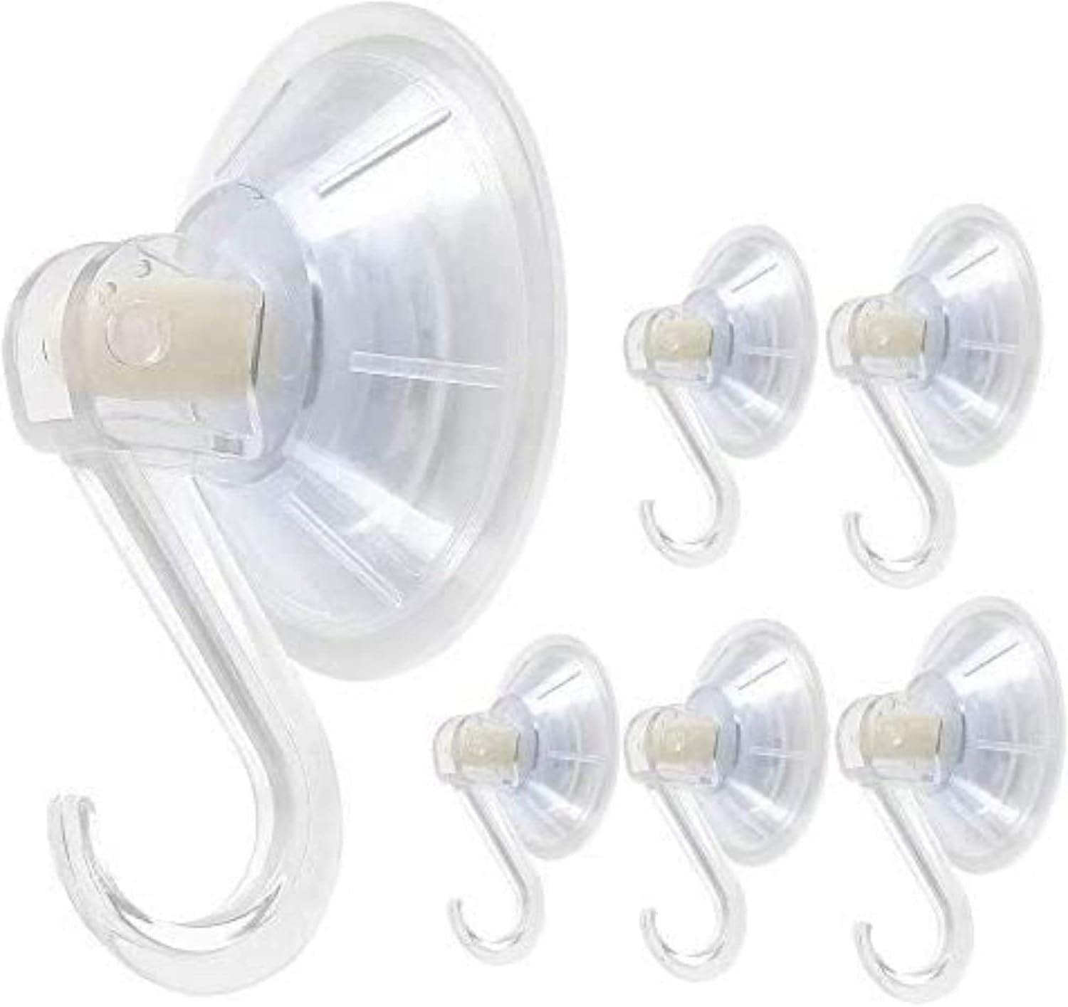 1St Choice Clear Plastic Suction Cup Hook, Oobest 6 Pack Ultra Heavy Duty Hooks