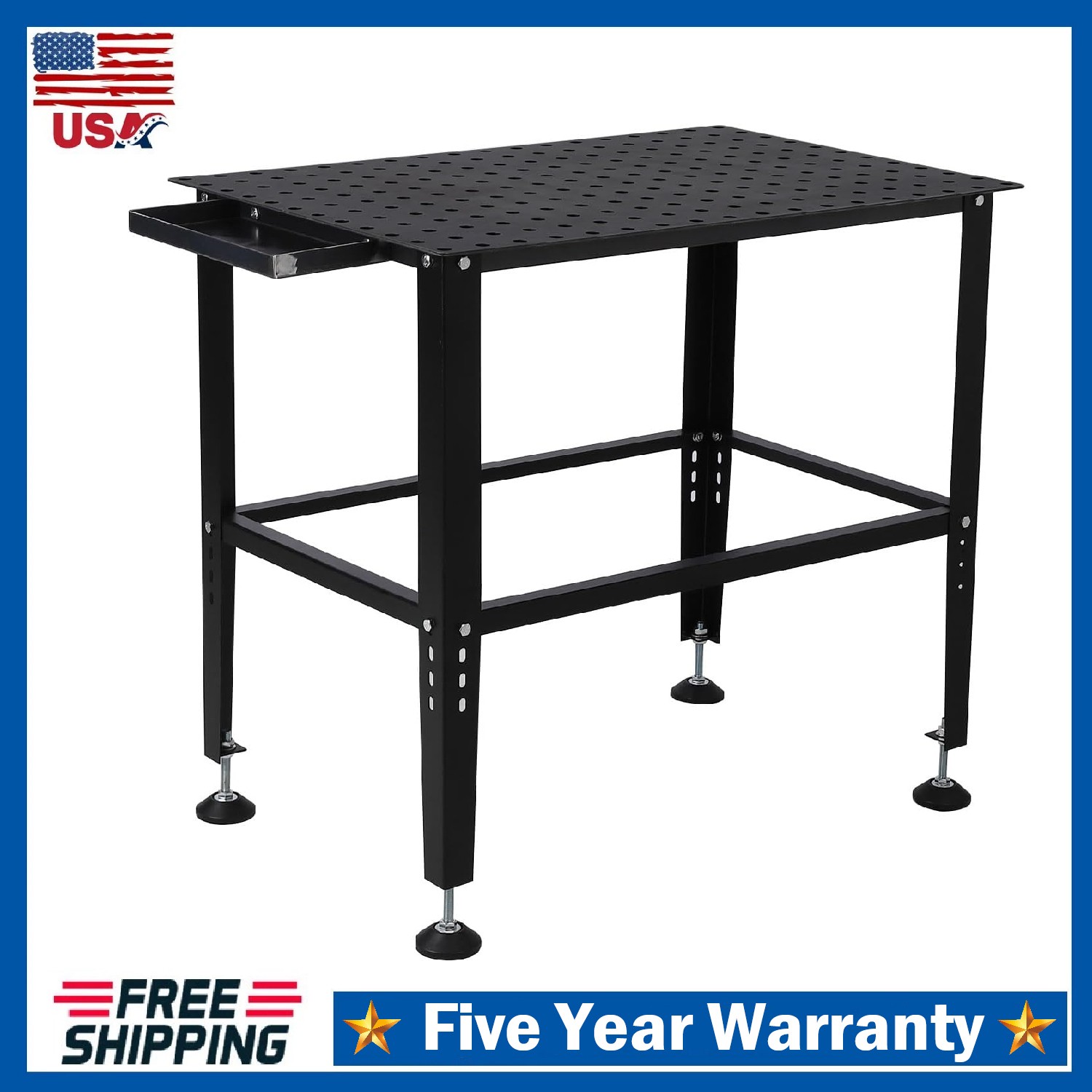 36"x24" Steel Welding Table, Heavy Duty Welding Workbench Table 1500lbs Capacity