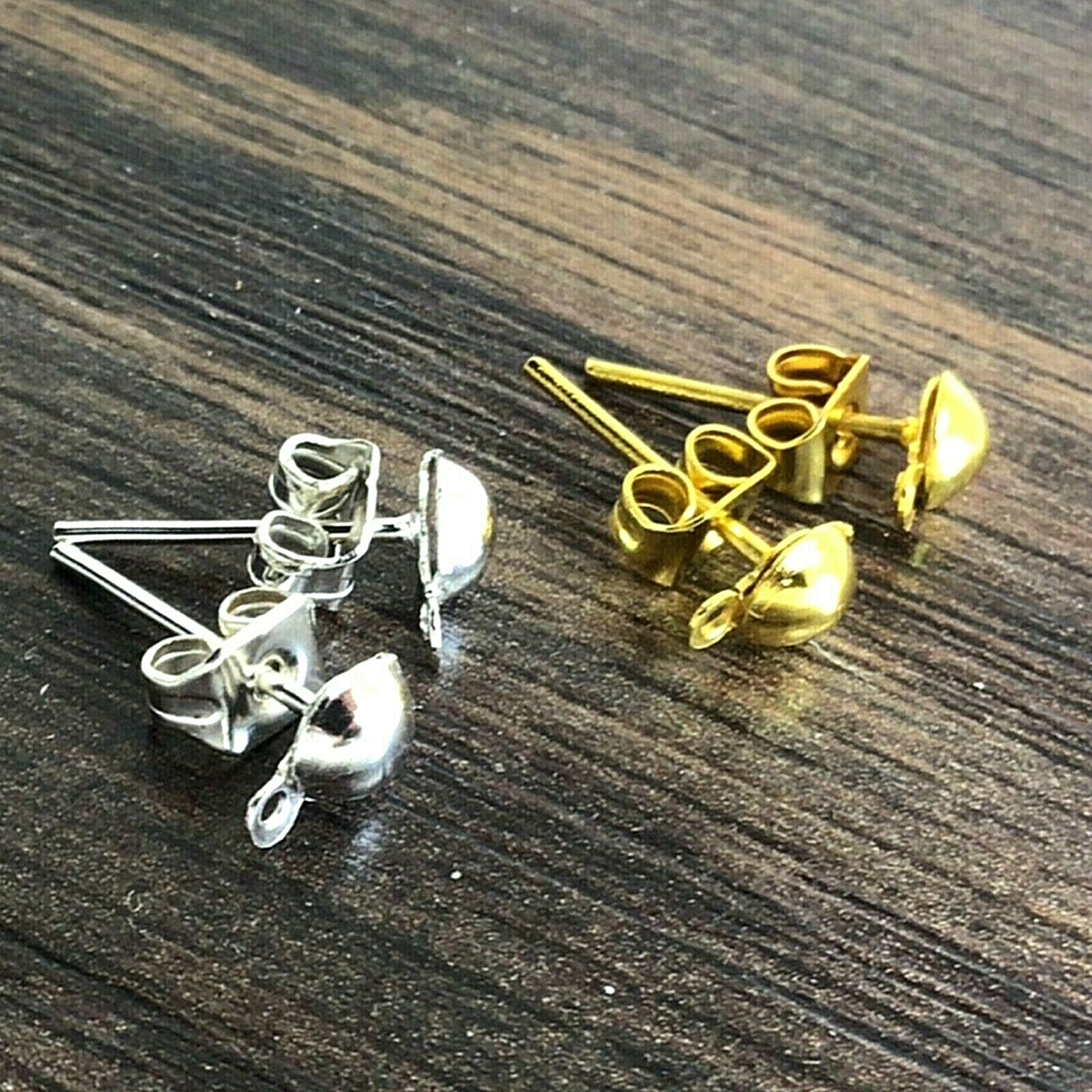 Earring Posts with Clutch Ball 50 set Silver Gold Ear post Earwire Free Shipping