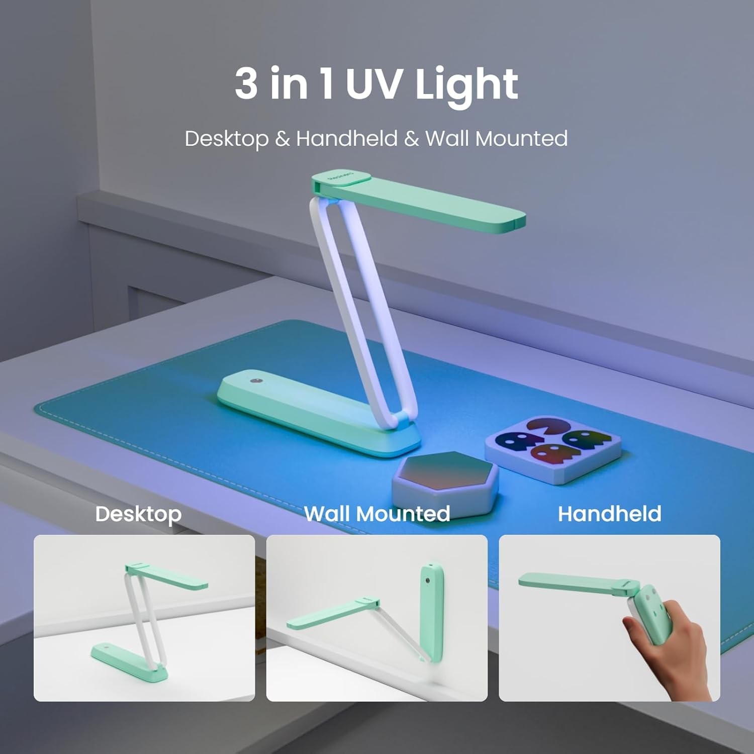Resiners UV Light for Resin Curing, Light, Wireless & Mint Green