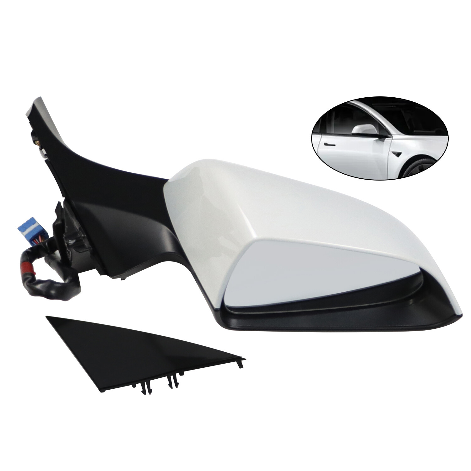 White Right Side Mirror For Tesla model 3 17-23 Power Fold Heated